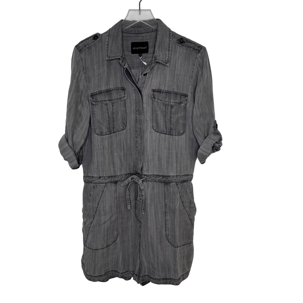 Velvet Heart Womens Utility Shorts Romper Size S Gray‎ Tencel Festival